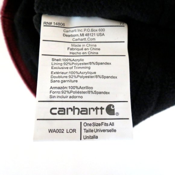 Carhartt Beanie Fleece Lined Cranberry Stripes - Picture 6 of 8